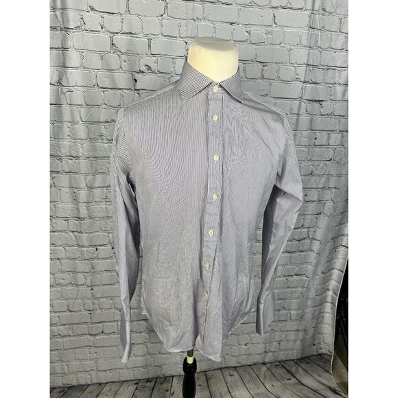 Charles Tyrwhitt Mens 16/35 Slim Fit French Cuff Dress Shirt Purple,White Stripe - Picture 6 of 10